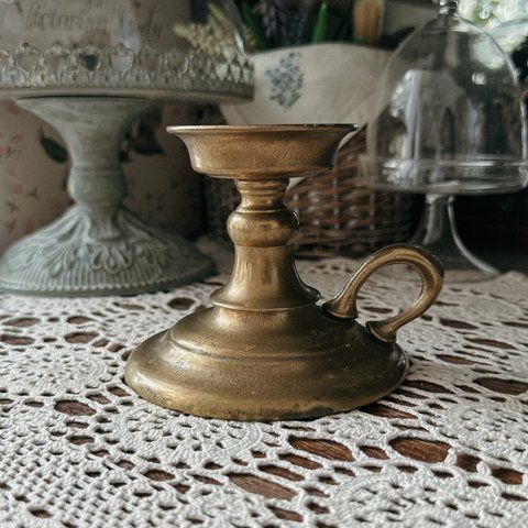 Свічник латунний із ручкою, 11,5 см. 0094 фото