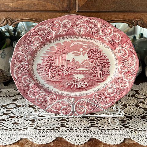 Велике овальне блюдо Ironstone Canterbury "River scenes", 35х28 см. 0144 фото